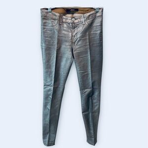 J Brand Womens Super Skinny Jeans Coated Metallic Cork Pewter Size 28